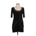 Serena Williams Signature Statement Casual Dress - Mini Scoop Neck 3/4 sleeves: Black Print Dresses - Women's Size X-Small