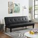 Hokku Designs Armaquis Twin 66" Wide Faux Leather Tufted Back Convertible Sofa Faux Leather/Wood/Solid Wood/Stain Resistant in Brown | Wayfair