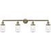 Dover 43" Wide 4 Light Antique Brass Bath Vanity Light w/ Seedy Shade