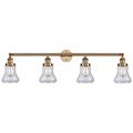 Bellmont 42.25" Wide 4 Light Brushed Brass Bath Vanity Light w/ Clear