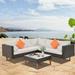 Kepooman 4-pieces Outdoor Wicker Sofa Set Patio Furniture with Colorful Pillows Beige cushions & Brown Rattan