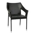 Flash Furniture Ethan Set of 2 Commercial Grade Stacking Patio Chairs All Weather PE Rattan Wicker Patio Dining Chairs in Black