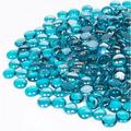 10lb Fire Glass Beads for Propane Fire Pit Fireplace Flat Glass Marbles for Vase Aquarium Garden 3/4 Inch Fire Pit Glass Rocks High Luster Caribbean Blue