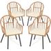 Dextrus Rattan Wicker Dinning Chairs Set of 4 Patio Furniture Set with Beige Cushion All - Weather Bistro Chair for Outdoor Indoor Restaurant