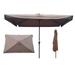 10 x 6.5ft Rectangular Patio Umbrella Outdoor Umbrella with Crank and Push Button Tilt Adjustment Table Market Umbrella with Steel Pole and Polyester Canopy for Garden Deck Backyard Pool Chocolate