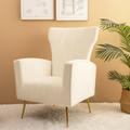 Ucloveria Velvet Accent Chair Mid-Century Arm Chair with Gold Legs Wingback Chair for Bedroom Living Room Vanity Reading