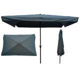 10 x 6.5ft Rectangular Patio Umbrella Outdoor Umbrella with Crank and Push Button Tilt Adjustment Table Market Umbrella with Steel Pole and Polyester Canopy for Garden Deck Backyard Pool Gray