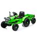 Ride on Tractor w/Trailer 12V Battery Powered Electric Vehicle Toy w/Remote Control 3-Gear-Shift Ground Loader Treaded Tires USB LED Lights Audio Safety Belt Kids Ride on Car (Green)