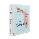 Orlando Florida Typography and Icons Pink and Blue (19x27 inches Premium 500 Piece Jigsaw Puzzle for Adults and Family Made in USA)