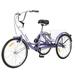 iRerts 3 Wheel Bikes for Adults Portable 26 Adult Tricycle Trikes Single Speed Handlebar Adjustable Cruiser Bike Adult Trike for Senior Women Men Adult Tricycles with Shopping Basket Purple