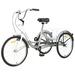 iRerts 3 Wheel Bikes for Adults Portable 26 Adult Tricycle Trikes Single Speed Handlebar Adjustable Cruiser Bike Adult Trike for Senior Women Men Adult Tricycles with Shopping Basket Silver