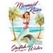 San Diego CA Mermaid Kisses and Starfish Wishes Watercolor (12x18 Wall Art Poster Room Decor)