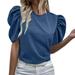 Turtleneck Tee for Women Long Sleeve Compression Women Womens Solid Color Casual Round Neck T Shirt Puff Sleeve Tops Ruched Elegant Summer TShirts Top Girl Band Pack of Long Sleeve Shirt Women