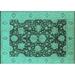 Ahgly Company Machine Washable Indoor Rectangle Oriental Turquoise Blue Traditional Area Rugs 8 x 10