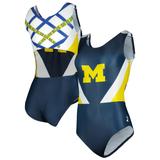 Girls Youth Navy Michigan Wolverines Team One-Piece Swimsuit
