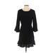 Everly Casual Dress - A-Line Crew Neck 3/4 sleeves: Black Print Dresses - Women's Size Small