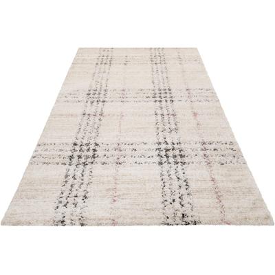 Hochflor-Teppich ESPRIT "Nora ESP-80336", weiß (weiß,creme), B:160cm H:30mm L:225cm, Polyester, Teppiche, Shaggy, Langflor, mit Karo-Muster, Wohnzimmer Image