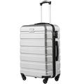 COOLIFE Suitcase Trolley Carry On Hand Cabin Luggage Hard Shell Travel Bag Lightweight with TSA Lock and 2 Year Warranty Durable 4 Spinner Wheels (Bright Silver, L(77cm 93L))