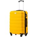 COOLIFE Suitcase Trolley Carry On Hand Cabin Luggage Hard Shell Travel Bag Lightweight with TSA Lock and 2 Year Warranty Durable 4 Spinner Wheels (Lemon Yellow, L(77cm 93L))