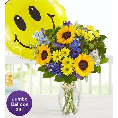 1-800-Flowers Seasonal Gift Delivery Fields Of Europe Summer W/ Jumbo Smile Balloon Large