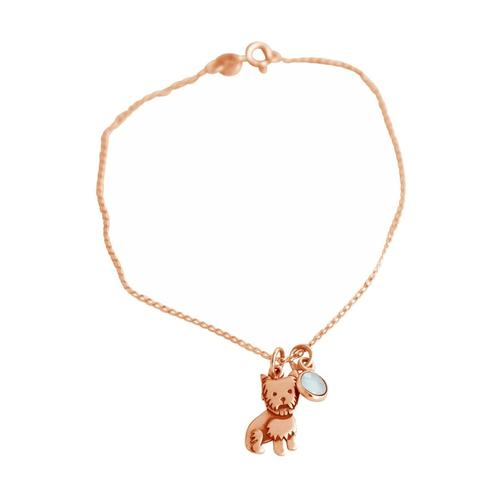 Gemshine – Armband ‚Yorkshire Terrier Hund Chalcedon Charm‘ Armbänder & Armreife Weiss Damen