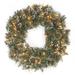 The Holiday Aisle® Glittery Bristle Pre-Lit Artificial Wreath Traditional Faux in Green/White | 24 H x 24 W x 5 D in | Wayfair