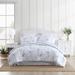 Laura Ashley Belinda Cotton Reversible 3 Piece Comforter Set Polyester/Polyfill/Cotton in Blue/White | Twin XL Comforter + 1 Standard Sham | Wayfair