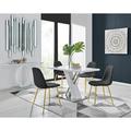 East Urban Home Caba Contemporary High Gloss & Chrome 4 Seat Dining Table w/ Luxury Faux Leather Dining Chairs Wood/Upholstered/Metal | Wayfair