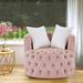 Barrel Chair - Rosdorf Park Janais 33.5" Wide Swivel Barrel Chair, Tufted Botton Velvet/Fabric in Pink | 27.4 H x 33.5 W x 32.7 D in | Wayfair