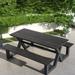 Hokku Designs Alzugaray Rectangular 6 - Person 68.9" Long Outdoor Picnic Table Wood/Plastic in Black/Brown | 68.9 W x 28.53 D in | Wayfair