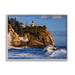 Stupell Industries Rolling Sea Waves Lighthouse Cliff Framed Giclee Art By Rick Berk Wood in Blue/Brown | 16 H x 20 W x 1.5 D in | Wayfair