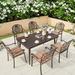 Bloomsbury Market Aljean Rectangular 6 - Person Aluminum Outdoor Dining Set w/ Cushions Metal in Brown | 59.1 W x 35.4 D in | Wayfair