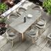 Everly Quinn Rectangular 6 - Person 62.99" Long Outdoor Dining Set w/ Cushions Stone/Concrete in Gray | 62.99 W x 31.5 D in | Wayfair