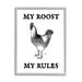 Stupell Industries My Roost & Rules Funny Chicken by Lil' Rue - Floater Frame Graphic Art on in Black/Brown/White | 14 H x 11 W x 1.5 D in | Wayfair