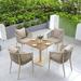 Bayou Breeze Andile Square 4 - Person 27.55" Long Outdoor Dining Set w/ Cushions Wood/Plastic in Brown | 27.55 W x 27.55 D in | Wayfair