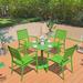 Hokku Designs Billingslee Round 4 - Person 27.56" Long Aluminum Outdoor Dining Set Metal in Green | 27.56 W x 27.56 D in | Wayfair