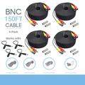 K-MAINS 4-Pack 150 Feet Pre-Made All-in-One Siamese BNC Video and Power CCTV Security Camera Cable with Two Female Connectors Compatible for 960H & HD-CVI Camera and DVR (SCABLEHD150B-4pack)