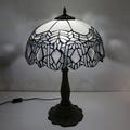 Aorsher - Tiffany Lampe Blanc Vitrail Mission Style Lampe De Table Bureau Chevet Liseuse 16X16X24