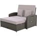 2 Person Rattan Double Reclining Sunbed Chaise Lounge