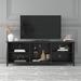 Wood Universal TV Stand Cabinet with Doors and Open Shelves