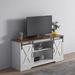 59" Farmhouse X-Pattern TV Stand Cabinet with 2 Adjustable Shelf