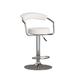 Stool With Adjustable Height And Pu Upholstered, Stainless Steel Base. Set Of 2 - White