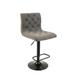 Fabric upholstered stool, adjustable height and black stainless steel base, 360° swivel. Set of 2