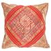 Canvello Vintage Design Sari Silk Square Pillow - 16" X 16" - Red - 16'' X 16''