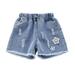 ZCFZJW Toddler Baby Girls Casual Denim Shorts Middle School Students Summer High Waisted Thin Elastic Waistband Jeans Short Pants #02-Blue 4-5 Years