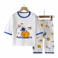 ZCFZJW Summer Toddler Kids Baby Girls Boys Two Piece Set Cute Cartoon Pattern Print Casual 3/4 Sleeve Loungewear Oufit Clothes Thin Air-conditioned Home Clothing Blue 10-11 Years