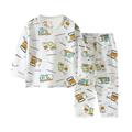 ZCFZJW Cute Baby Two Piece Loungewear Set Summer Casual Kids Boys Girls Long Sleeve Cartoon Pattern Print T-Shirts and Long Pants Thin Air-conditioned Clothing Outfits #02-Orange 8-9 Years