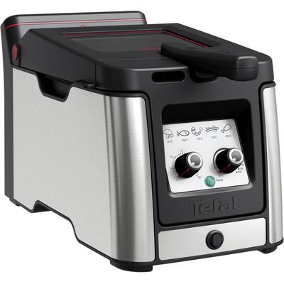 TEFAL Fritteuse "Clear Duo", schwarz (edelstahl, schwarz), B:25cm H:24cm T:44,5cm, Fritteusen, aktives Filtersystem, Thermostat, Timer, FR600D Image