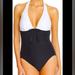 Kate Spade Swim | Kate Spade Carmel Beach 60 Colorblocked Halter One Piece Swim Suit Nwt | Color: Black/White | Size: S