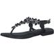 Sandale MARCO TOZZI Gr. 40, schwarz Damen Schuhe Zehensteg-Sandalen Sommerschuh, Sandale, Blockabsatz, mit aufwendiger Blütenverzierung